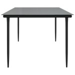 vidaXL Masă de grădină, negru, 200x100x74 cm, oțel & sticlă securizată
