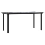 vidaXL Masă de grădină, negru, 160x80x74 cm, oțel & sticlă securizată