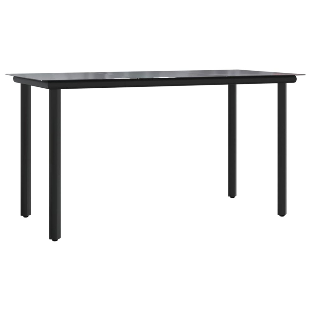 vidaXL Masă de grădină, negru, 200x100x74 cm, oțel & sticlă securizată