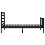 vidaXL Cadru de pat cu tăblie Small Single, negru, lemn masiv
