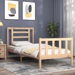 vidaXL Cadru de pat cu tăblie single, lemn masiv vidaXL Cadru de pat cu tăblie single, lemn masiv