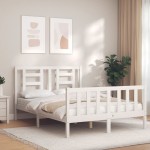 vidaXL Cadru de pat fără saltea, alb, 140x190 cm, lemn masiv de pin vidaXL Cadru de pat fără saltea, alb, 140x190 cm, lemn masiv de pin