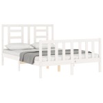 vidaXL Cadru de pat fără saltea, alb, 140x190 cm, lemn masiv de pin vidaXL Cadru de pat fără saltea, alb, 140x190 cm, lemn masiv de pin