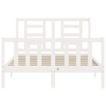 vidaXL Cadru de pat fără saltea, alb, 140x190 cm, lemn masiv de pin vidaXL Cadru de pat fără saltea, alb, 140x190 cm, lemn masiv de pin