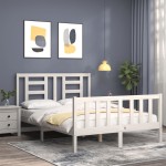 vidaXL Cadru de pat fără saltea, alb, 120x200 cm, lemn masiv pin vidaXL Cadru de pat fără saltea, alb, 120x200 cm, lemn masiv pin