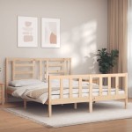 vidaXL Cadru de pat cu tăblie, king size, lemn masiv vidaXL Cadru de pat cu tăblie, king size, lemn masiv