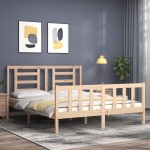 vidaXL Cadru de pat cu tăblie, king size, lemn masiv vidaXL Cadru de pat cu tăblie, king size, lemn masiv