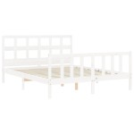 vidaXL Cadru de pat cu tăblie, alb, king size, lemn masiv vidaXL Cadru de pat cu tăblie, alb, king size, lemn masiv