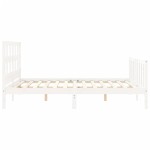 vidaXL Cadru de pat cu tăblie, alb, king size, lemn masiv vidaXL Cadru de pat cu tăblie, alb, king size, lemn masiv
