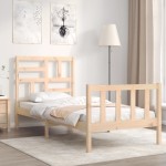 vidaXL Cadru de pat cu tăblie single, lemn masiv vidaXL Cadru de pat cu tăblie single, lemn masiv