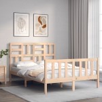 vidaXL Cadru de pat fără saltea, 140x190 cm, lemn masiv de pin vidaXL Cadru de pat fără saltea, 140x190 cm, lemn masiv de pin