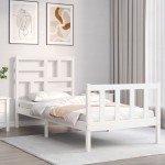 vidaXL Cadru de pat fără saltea, alb, 90x200 cm, lemn masiv pin