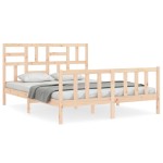 vidaXL Cadru de pat cu tăblie, king size, lemn masiv vidaXL Cadru de pat cu tăblie, king size, lemn masiv
