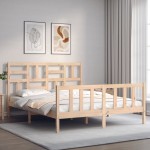 vidaXL Cadru de pat cu tăblie, king size, lemn masiv vidaXL Cadru de pat cu tăblie, king size, lemn masiv