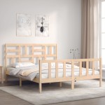 vidaXL Cadru de pat cu tăblie, king size, lemn masiv vidaXL Cadru de pat cu tăblie, king size, lemn masiv
