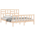 vidaXL Cadru de pat cu tăblie, king size, lemn masiv vidaXL Cadru de pat cu tăblie, king size, lemn masiv