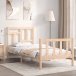 vidaXL Cadru de pat cu tăblie single, lemn masiv vidaXL Cadru de pat cu tăblie single, lemn masiv