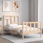 vidaXL Cadru de pat cu tăblie single, lemn masiv vidaXL Cadru de pat cu tăblie single, lemn masiv