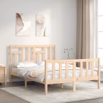 vidaXL Cadru de pat fără saltea, 140x190 cm, lemn masiv de pin vidaXL Cadru de pat fără saltea, 140x190 cm, lemn masiv de pin