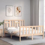 vidaXL Cadru de pat fără saltea, 140x190 cm, lemn masiv de pin vidaXL Cadru de pat fără saltea, 140x190 cm, lemn masiv de pin