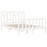 vidaXL Cadru de pat fără saltea, alb, 140x190 cm, lemn masiv de pin