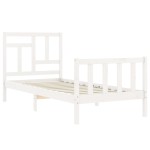 vidaXL Cadru de pat fără saltea, alb, 90x200 cm, lemn masiv pin