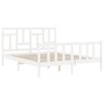 vidaXL Cadru de pat cu tăblie, alb, king size, lemn masiv vidaXL Cadru de pat cu tăblie, alb, king size, lemn masiv
