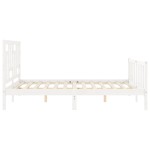 vidaXL Cadru de pat cu tăblie, alb, king size, lemn masiv vidaXL Cadru de pat cu tăblie, alb, king size, lemn masiv