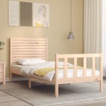 vidaXL Cadru de pat cu tăblie single, lemn masiv vidaXL Cadru de pat cu tăblie single, lemn masiv
