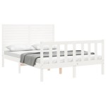 vidaXL Cadru de pat fără saltea, alb, 140x190 cm, lemn masiv de pin