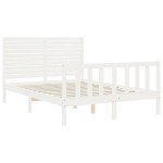 vidaXL Cadru de pat fără saltea, alb, 140x190 cm, lemn masiv de pin