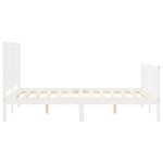 vidaXL Cadru de pat fără saltea, alb, 140x190 cm, lemn masiv de pin