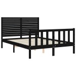 vidaXL Cadru de pat cu tăblie, negru, 140x190 cm, lemn masiv vidaXL Cadru de pat cu tăblie, negru, 140x190 cm, lemn masiv