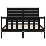 vidaXL Cadru de pat cu tăblie, negru, 140x190 cm, lemn masiv vidaXL Cadru de pat cu tăblie, negru, 140x190 cm, lemn masiv