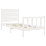 vidaXL Cadru de pat fără saltea, alb, 90x200 cm, lemn masiv pin