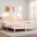 vidaXL Cadru de pat cu tăblie, king size, lemn masiv vidaXL Cadru de pat cu tăblie, king size, lemn masiv