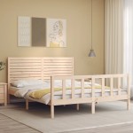 vidaXL Cadru de pat cu tăblie, king size, lemn masiv vidaXL Cadru de pat cu tăblie, king size, lemn masiv