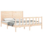 vidaXL Cadru de pat cu tăblie, king size, lemn masiv vidaXL Cadru de pat cu tăblie, king size, lemn masiv