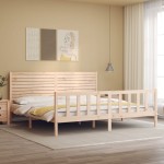 vidaXL Cadru de pat cu tăblie Super King Size, lemn masiv