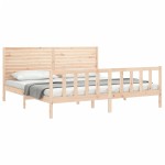 vidaXL Cadru de pat cu tăblie Super King Size, lemn masiv