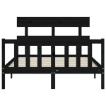 vidaXL Cadru de pat cu tăblie, negru, 140x190 cm, lemn masiv vidaXL Cadru de pat cu tăblie, negru, 140x190 cm, lemn masiv
