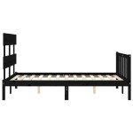 vidaXL Cadru de pat cu tăblie, negru, 140x190 cm, lemn masiv vidaXL Cadru de pat cu tăblie, negru, 140x190 cm, lemn masiv