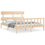 vidaXL Cadru de pat cu tăblie, king size, lemn masiv vidaXL Cadru de pat cu tăblie, king size, lemn masiv