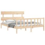 vidaXL Cadru de pat cu tăblie, king size, lemn masiv vidaXL Cadru de pat cu tăblie, king size, lemn masiv