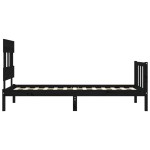 vidaXL Cadru de pat cu tăblie Small Single, negru, lemn masiv vidaXL Cadru de pat cu tăblie Small Single, negru, lemn masiv