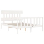 vidaXL Cadru de pat fără saltea, alb, 140x190 cm, lemn masiv de pin vidaXL Cadru de pat fără saltea, alb, 140x190 cm, lemn masiv de pin
