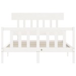 vidaXL Cadru de pat fără saltea, alb, 140x190 cm, lemn masiv de pin vidaXL Cadru de pat fără saltea, alb, 140x190 cm, lemn masiv de pin