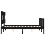 vidaXL Cadru de pat cu tăblie, negru, 140x190 cm, lemn masiv vidaXL Cadru de pat cu tăblie, negru, 140x190 cm, lemn masiv