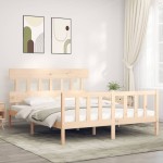 vidaXL Cadru de pat cu tăblie, king size, lemn masiv vidaXL Cadru de pat cu tăblie, king size, lemn masiv