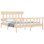 vidaXL Cadru de pat cu tăblie, king size, lemn masiv vidaXL Cadru de pat cu tăblie, king size, lemn masiv